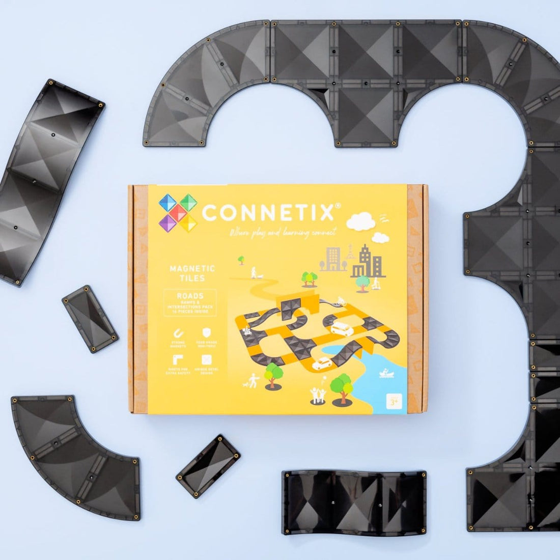 Connetix Tiles Roads Ramps and Intersections Pack 16 Piece