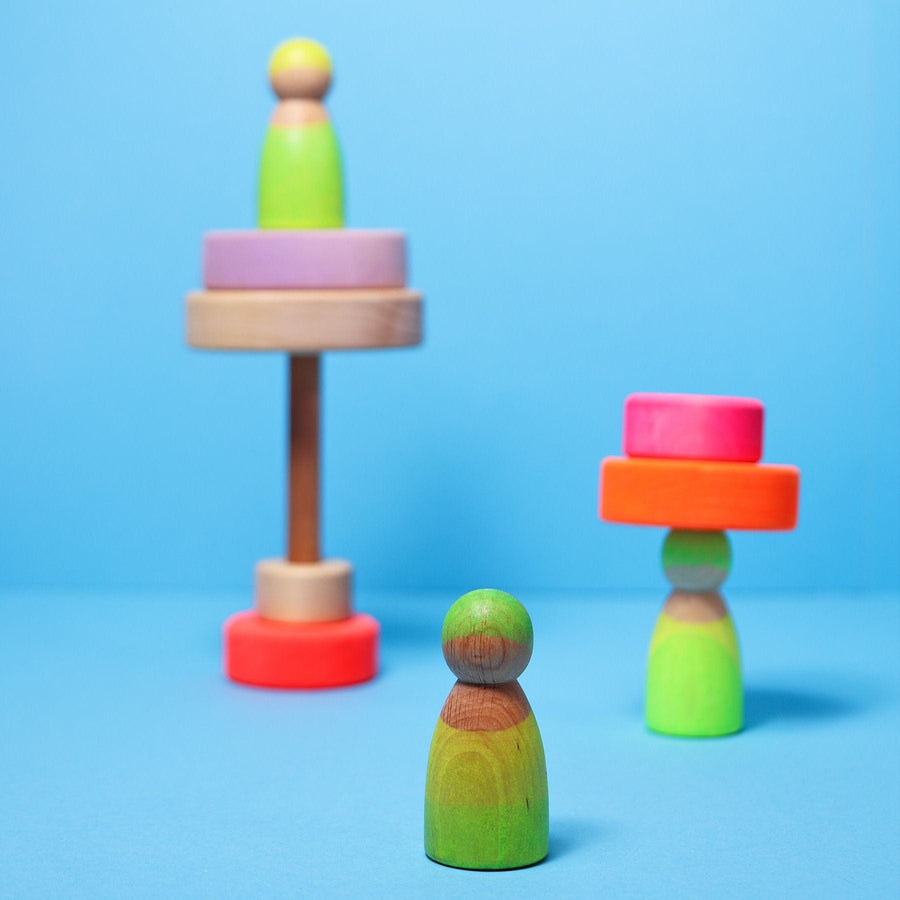 Grimm's Rainbow Neon Green 10 Piece + Neon Friends Green