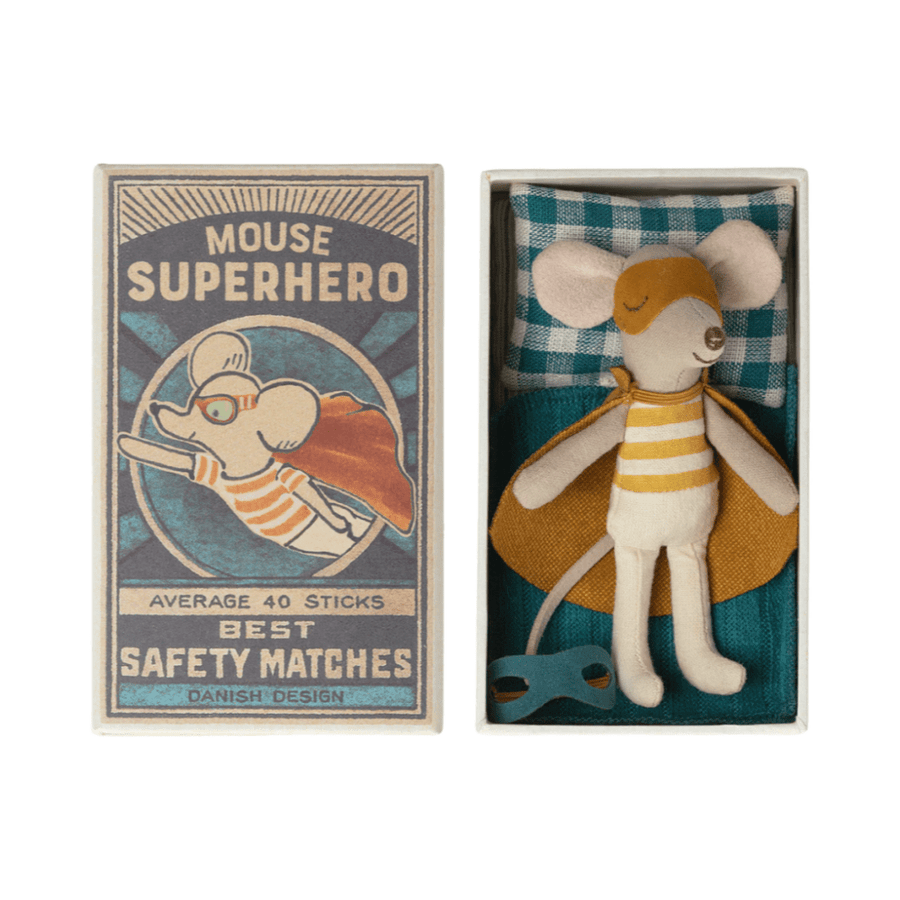 Maileg Super Hero Mouse in Matchbox