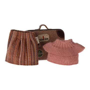 Maileg Mouse Knitted Blouse & Skirt in Suitcase Grandma Mouse