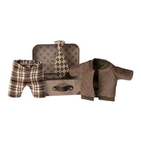 Maileg Mouse Jacket Pants & Tie in Suitcase Grandpa Mouse