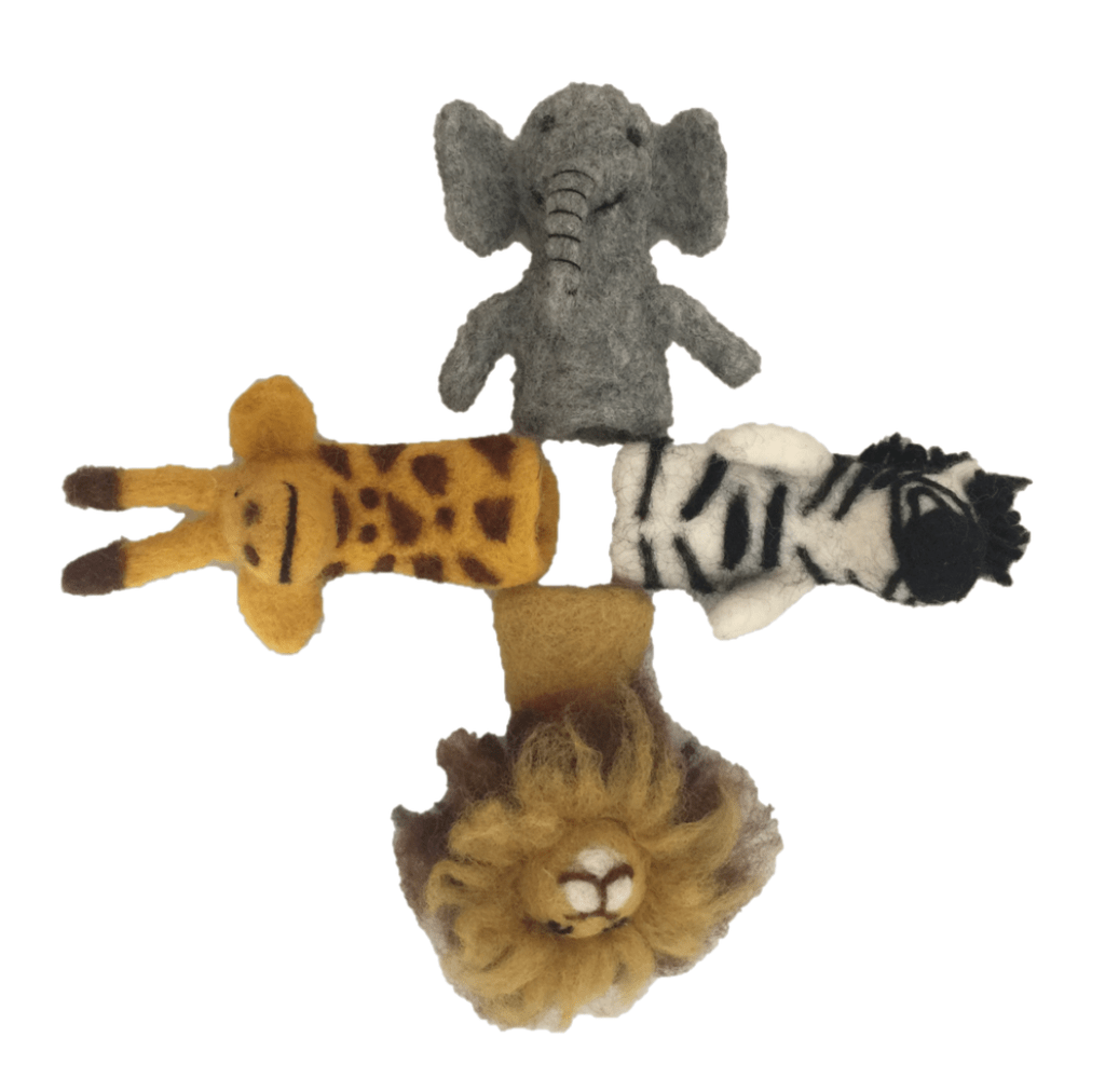 Papoose Toys - African Animal Finger Puppets (4 Piece Set)
