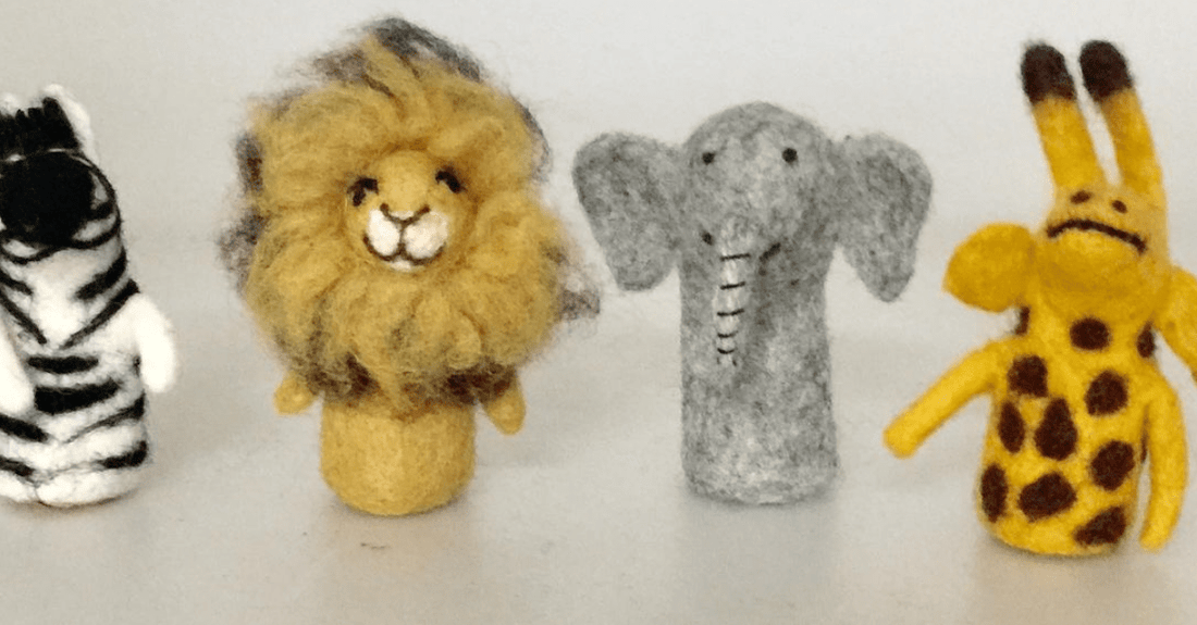 Papoose Toys - African Animal Finger Puppets (4 Piece Set)