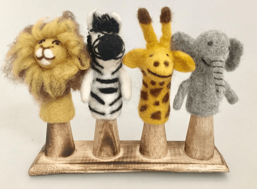 Papoose Toys - African Animal Finger Puppets (4 Piece Set)