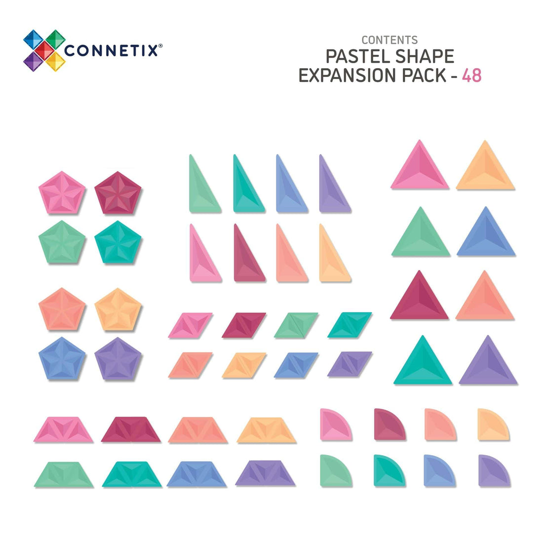 Connetix Tiles Pastel Shape Expansion Pack 48 Piece