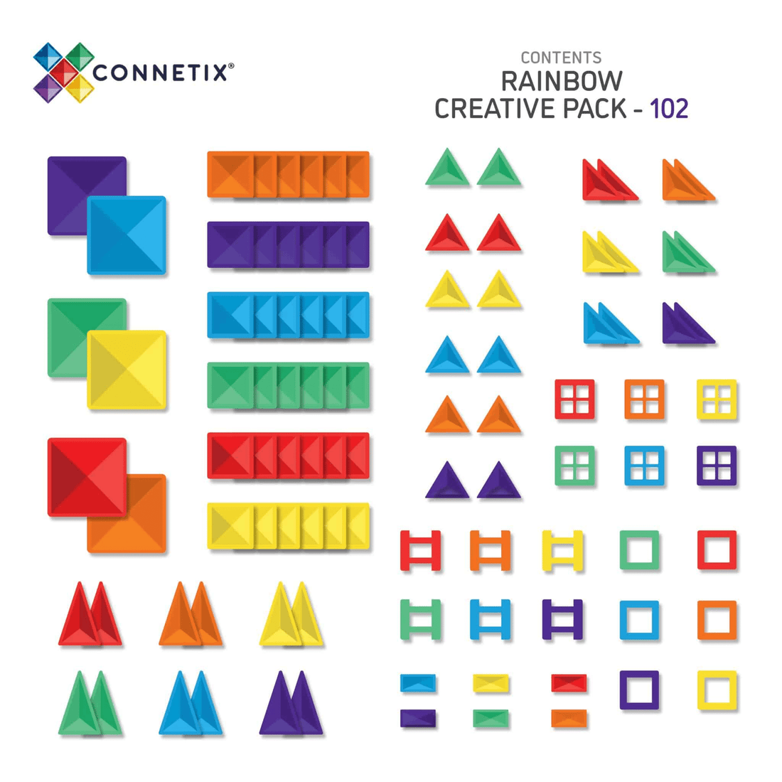 Connetix Tiles Rainbow Creative Pack 102 Piece - NEW