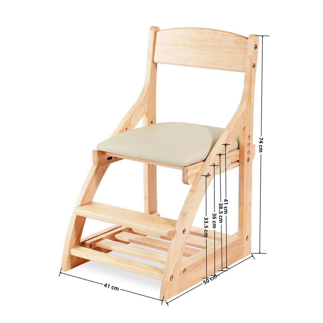 My Duckling Montessori Kids Height Adjustable Dining Chair - Off White