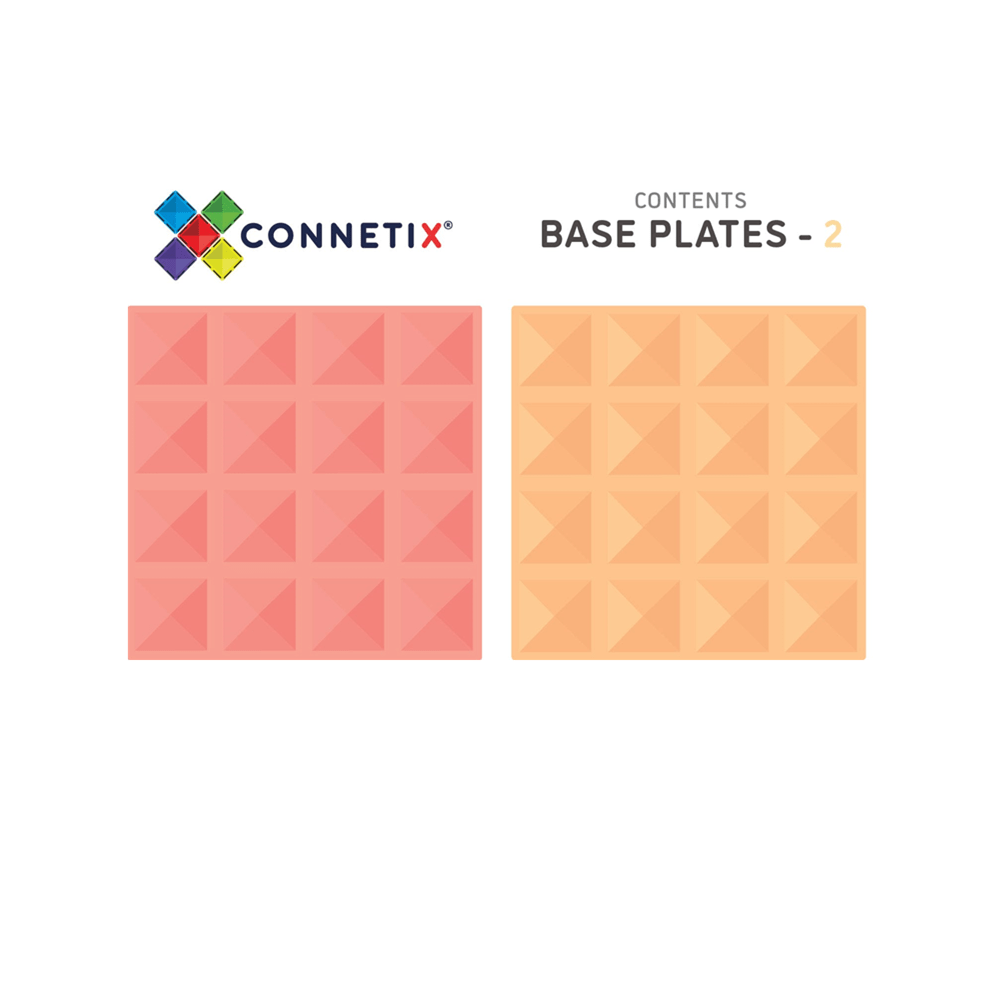 Connetix Tiles 2 Piece Base Plate Pack Lemon & Peach