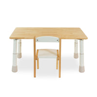 My Duckling Montessori Kids Height Adjustable Table With One Wooden Chair