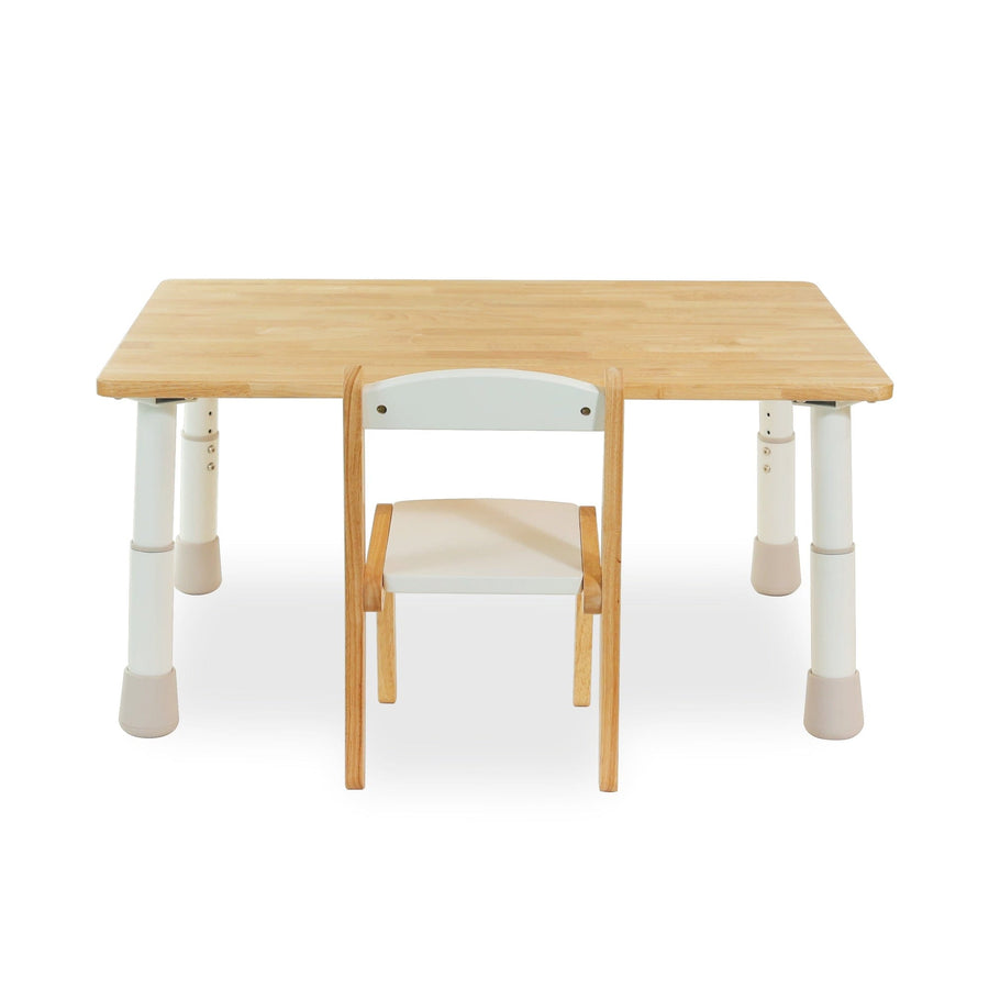 My Duckling Montessori Kids Height Adjustable Table With One Wooden Chair