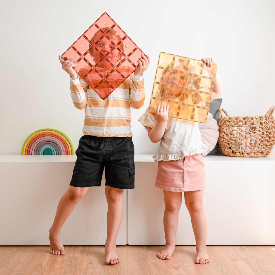 Connetix Tiles 2 Piece Base Plate Pack Lemon & Peach
