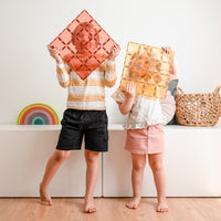 Connetix Tiles 2 Piece Base Plate Pack Lemon & Peach