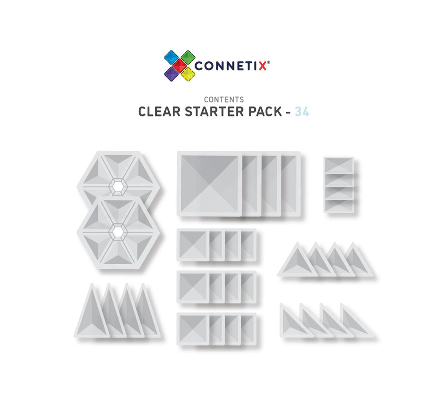 Connetix Tiles 34 Piece Clear Pack