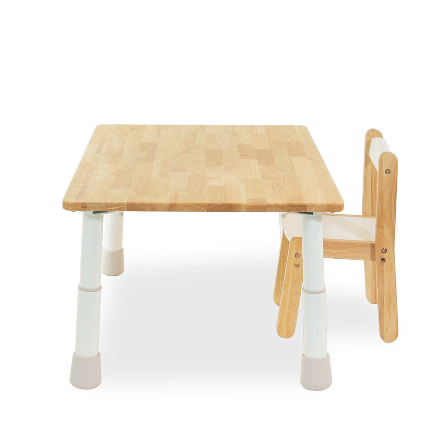 My Duckling Montessori Kids Height Adjustable Table With One Wooden Chair