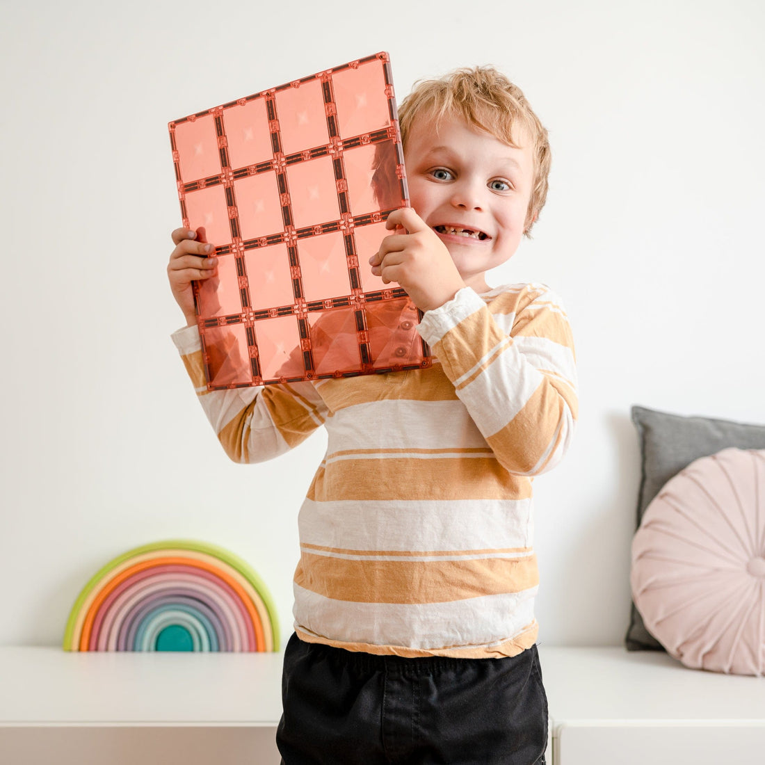 Connetix Tiles 2 Piece Base Plate Pack Lemon & Peach
