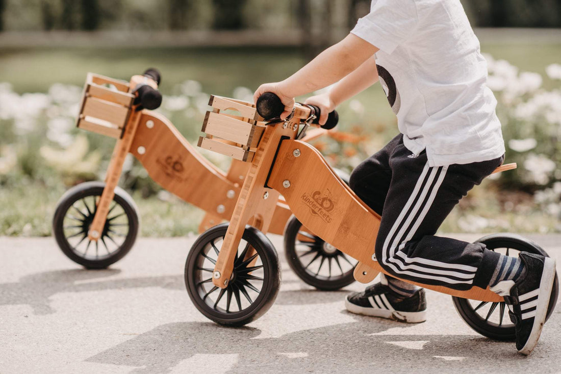 Kinderfeets 2-In-1 Tiny Tot Plus Tricycle & Balance Bike Bamboo