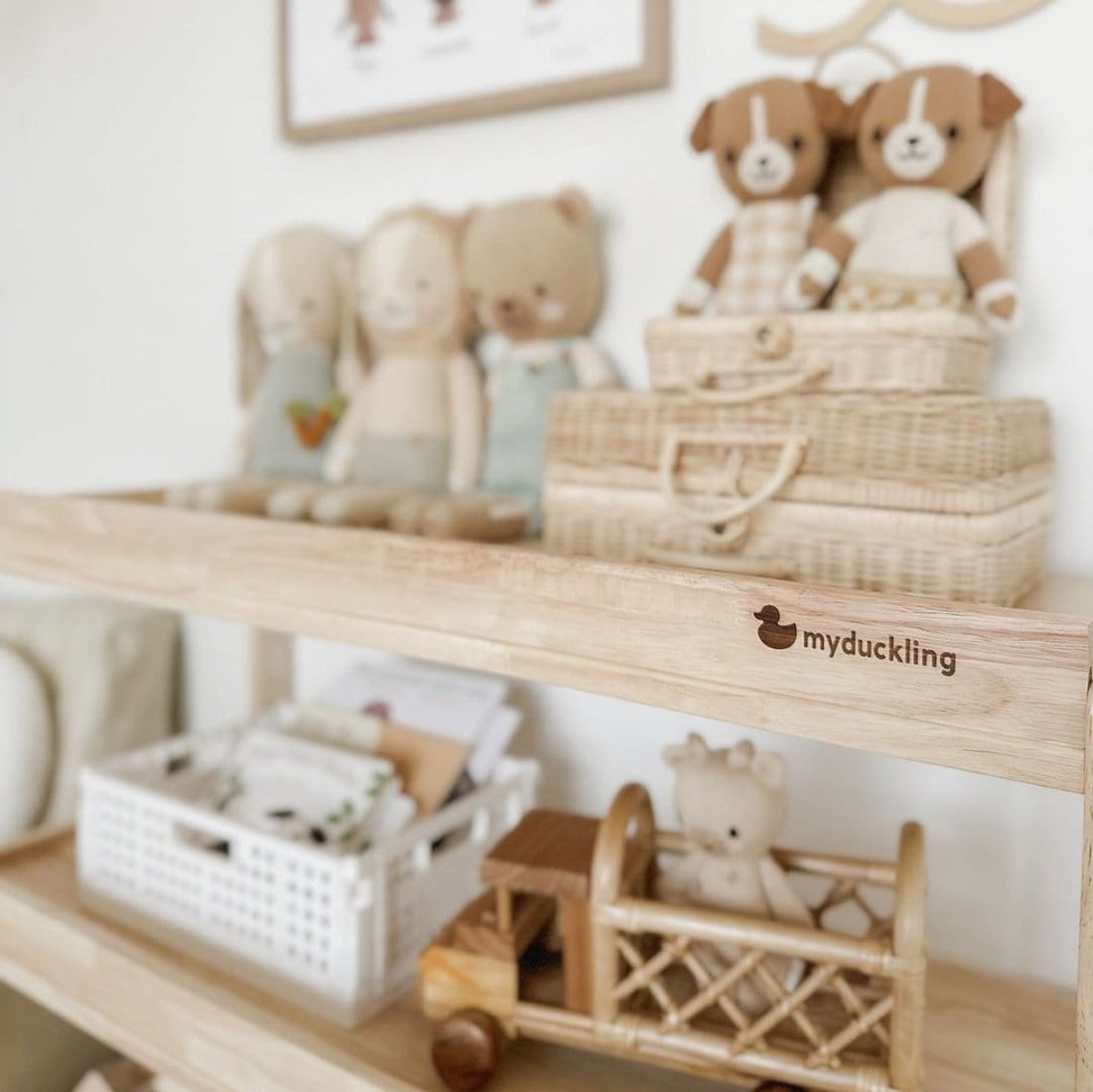 My Duckling Adjustable Solid Wood 3 Layer Storage Shelf
