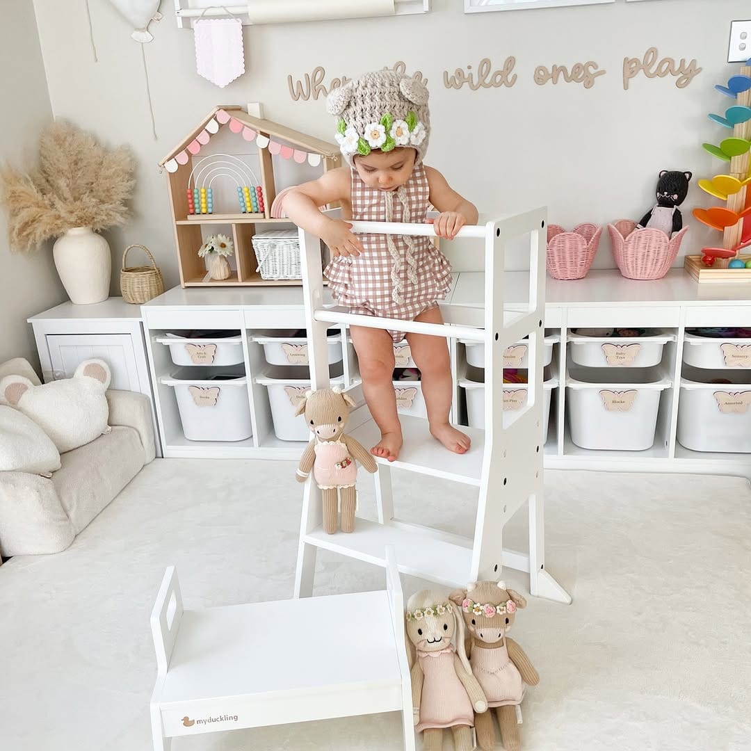 My Duckling Adjustable Learning Tower with Stool -White