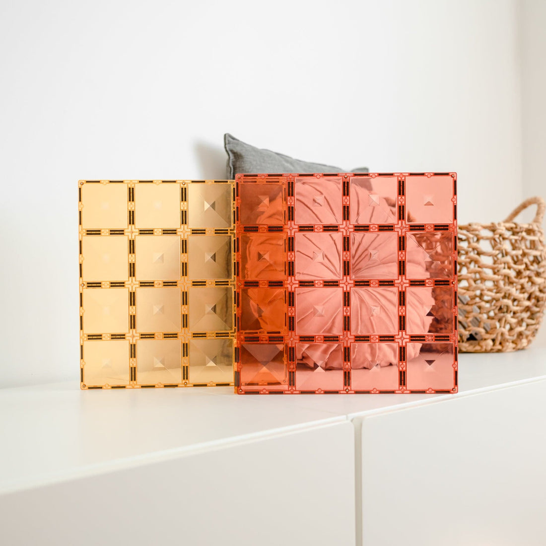 Connetix Tiles 2 Piece Base Plate Pack Lemon & Peach
