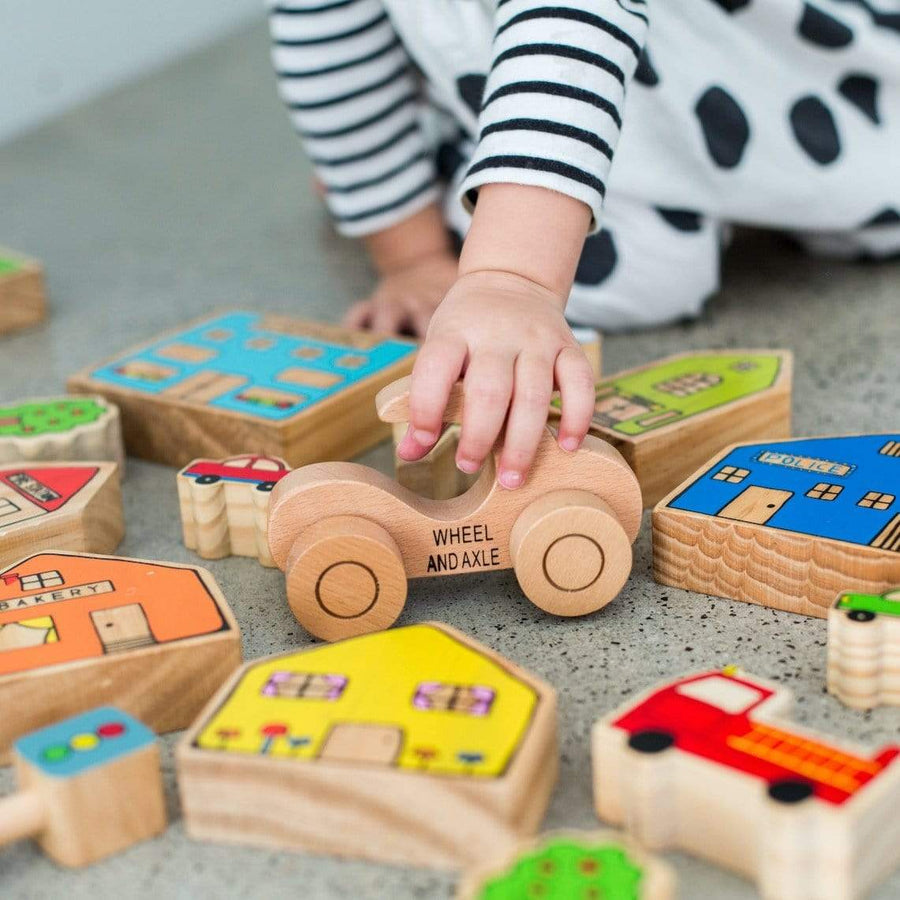 Freckled Frog Wooden Car with handle