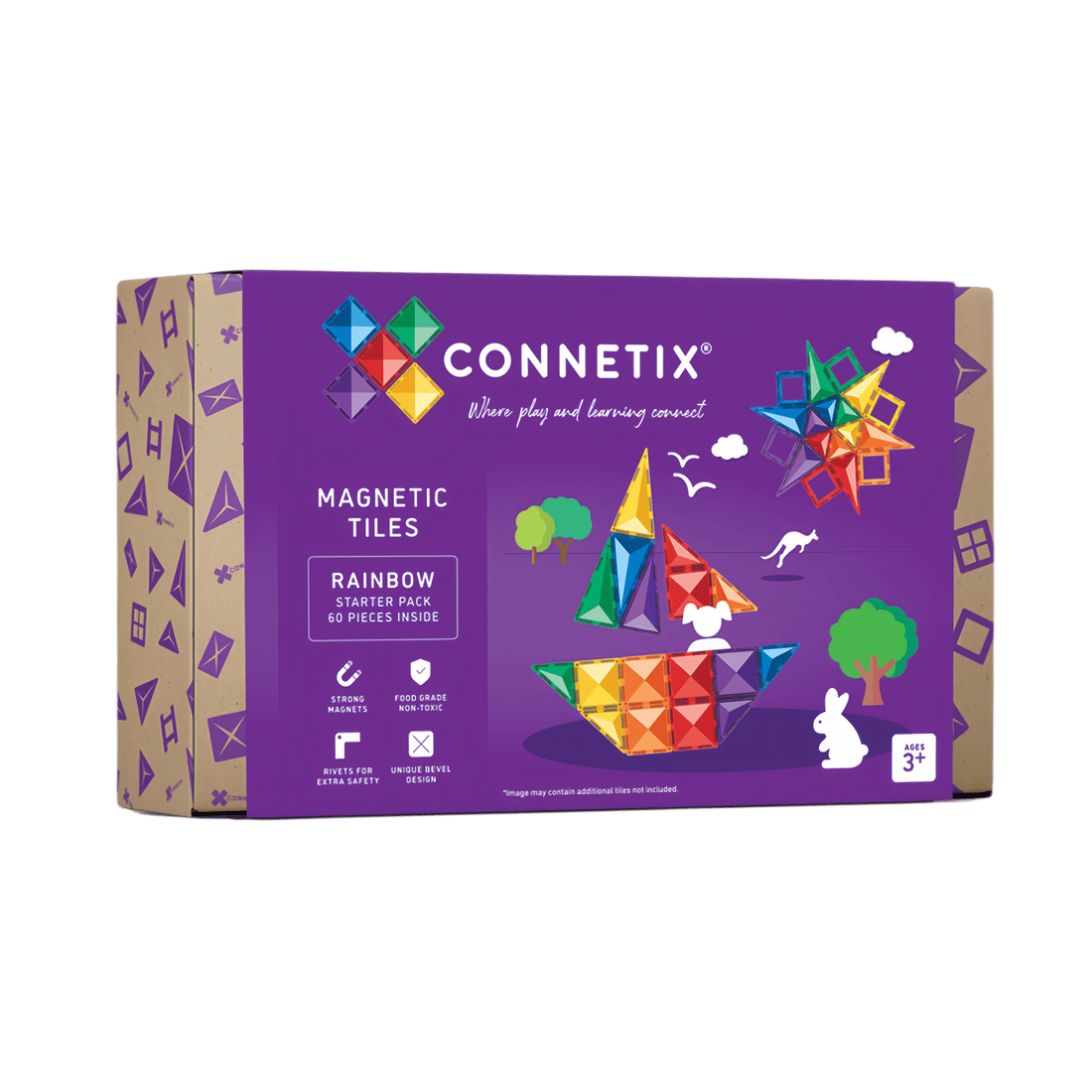 Connetix Tiles 126 Piece Starter Rainbow Ball Run Bundle
