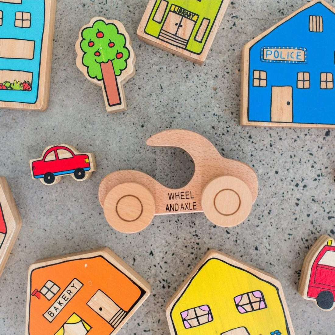 Freckled Frog Wooden Car with handle