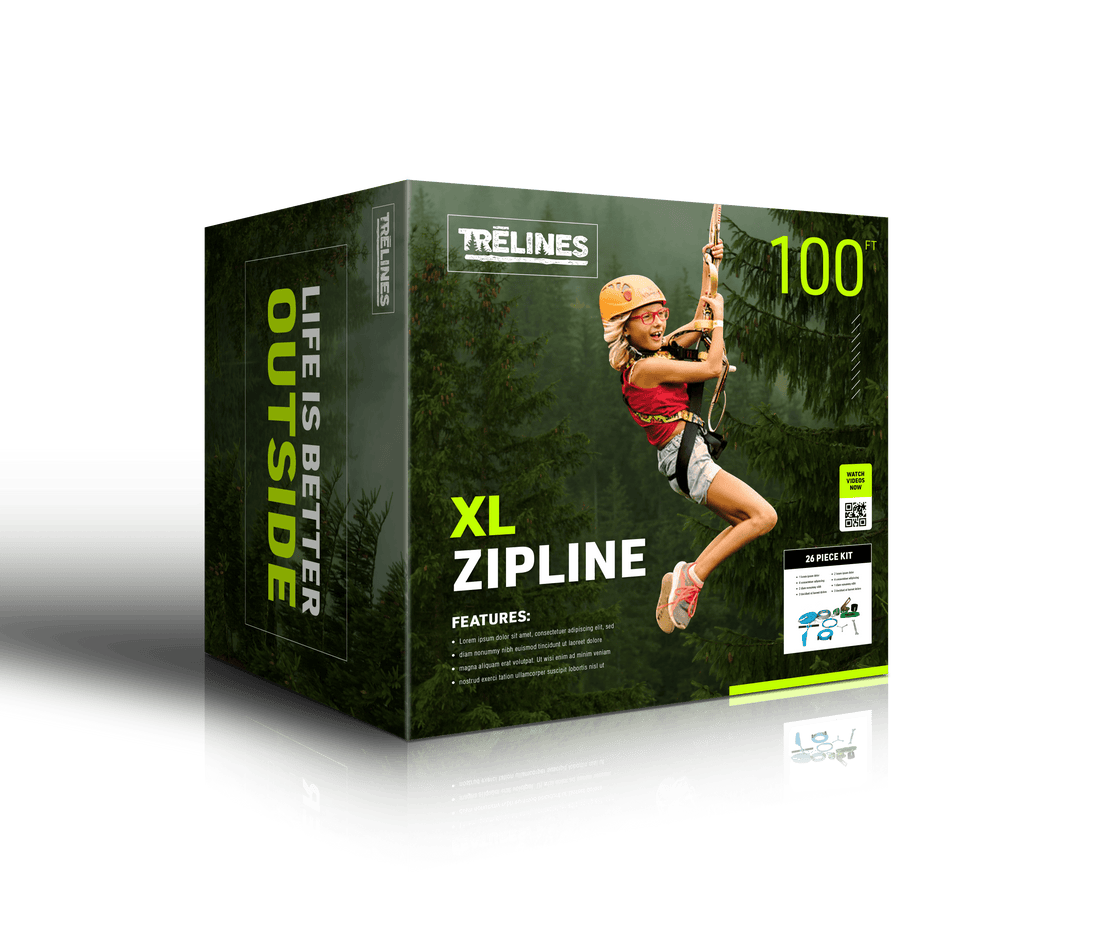 Trelines Zipline Quickset With Brake - Easy Setup and Takedown 30m