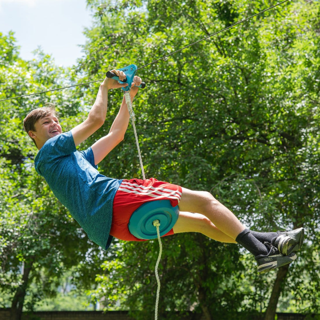 Trelines Zipline Quickset With Brake - Easy Setup and Takedown 30m