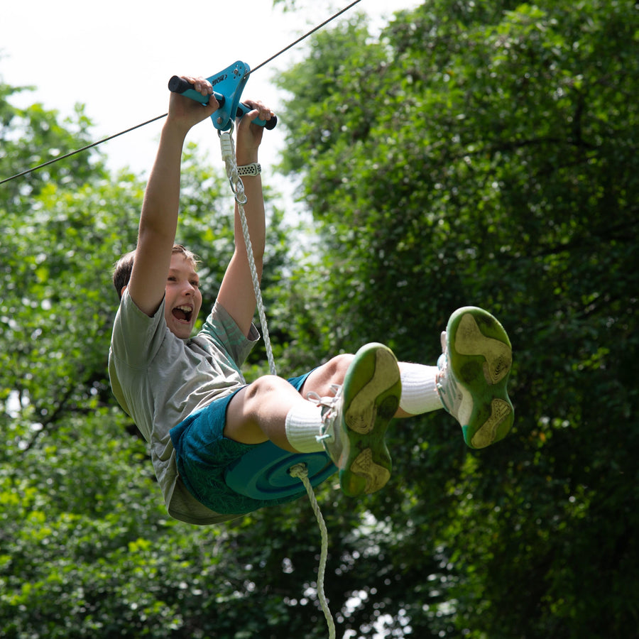 Trelines Zipline Quickset With Brake - Easy Setup and Takedown 30m