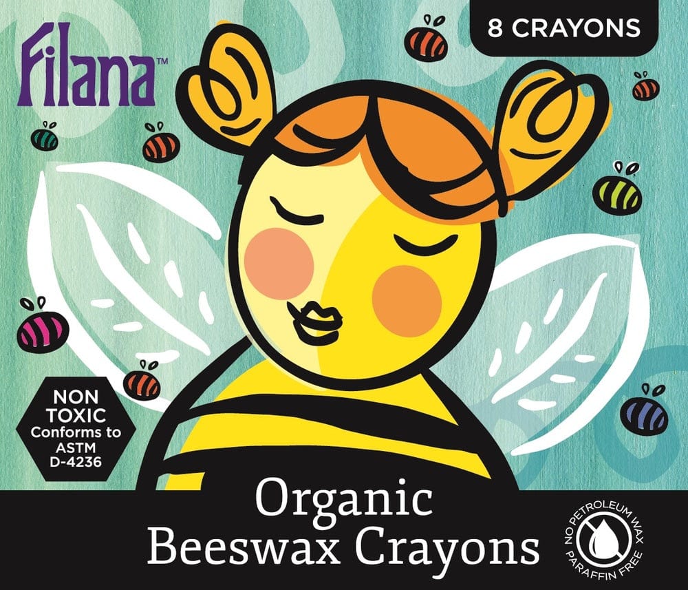 Filana Organic Beeswax Crayons, 8 Standard Blocks with Brown/Black