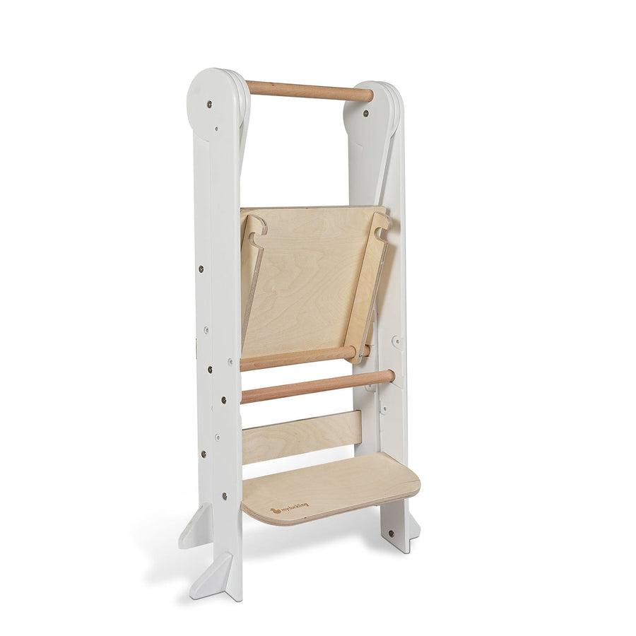 My Duckling Deluxe Folding Adjustable Learning Tower - White/Natural