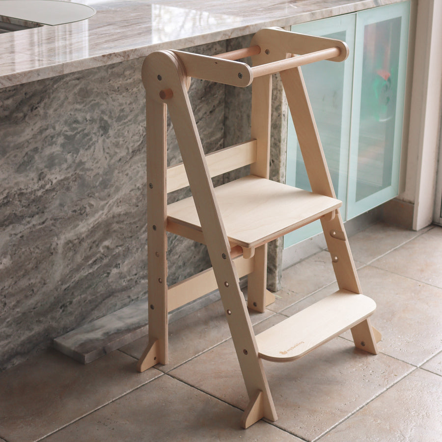 My Duckling Deluxe Folding Adjustable Learning Tower - Natural (Mid August Pre-Order)