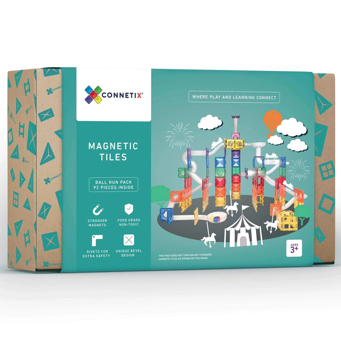 Connetix Tiles 92 Piece Rainbow Ball Run Pack