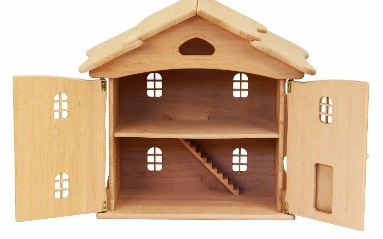 Drewart Doll House with Doors  Natural Roof