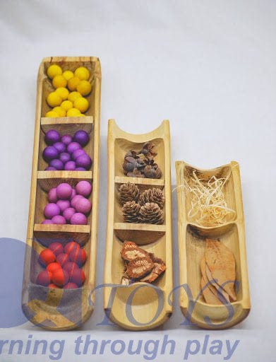QToys Bamboo Sorting Trays Set Of 3