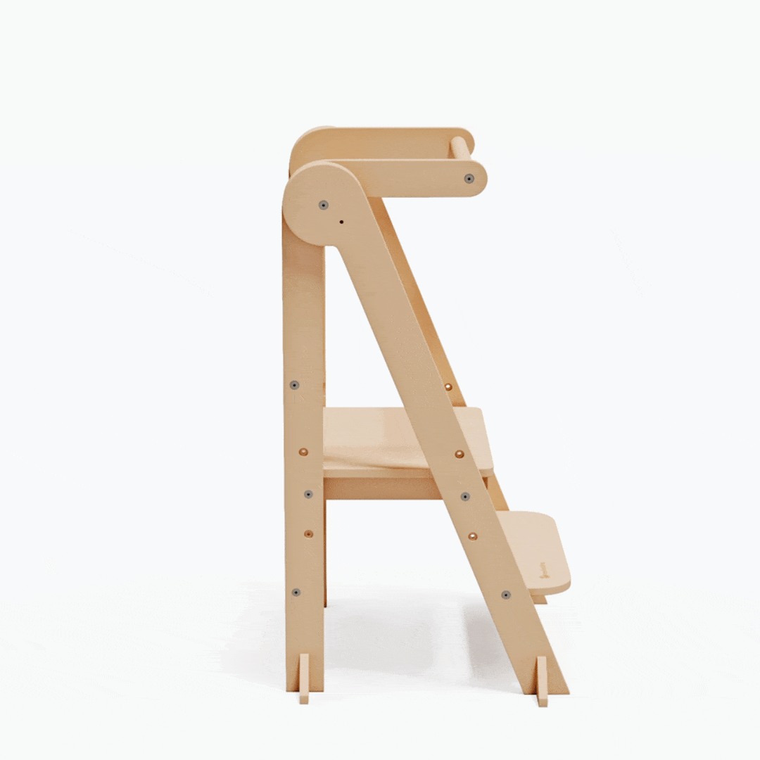 My Duckling Deluxe Folding Adjustable Learning Tower - White/Natural