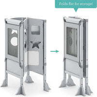 Guidecraft Classic Kitchen Helper Stool with 2 Keepers-Grey