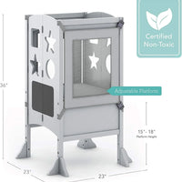 Guidecraft Classic Kitchen Helper Stool with 2 Keepers-Grey
