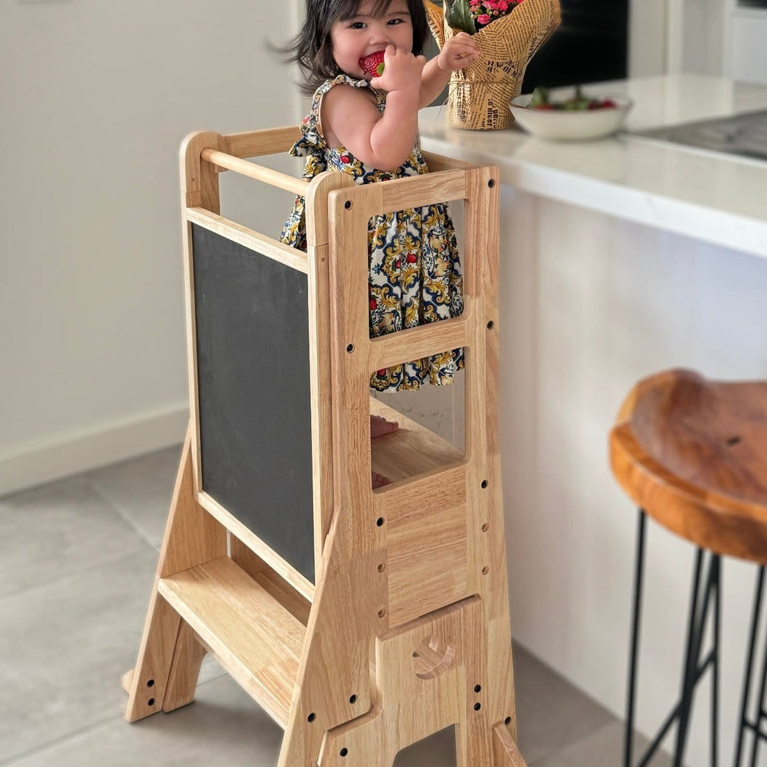 My Duckling Solid Wood Adjustable Learning Tower 3in1 - Deluxe (Duck Stool Handle)