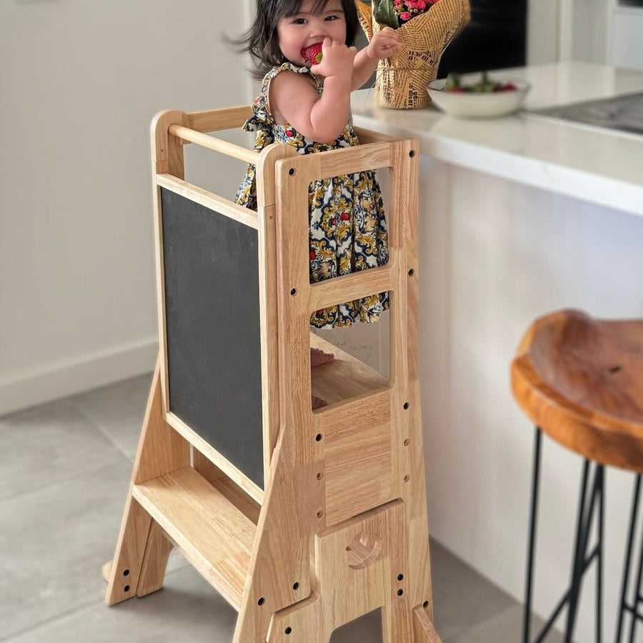 My Duckling Solid Wood Adjustable Learning Tower 3in1 - Deluxe (Duck Stool Handle)