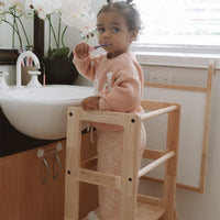 My Duckling Solid Wood Adjustable Learning Tower 3in1 - Deluxe(Rectangle Stool Handle)