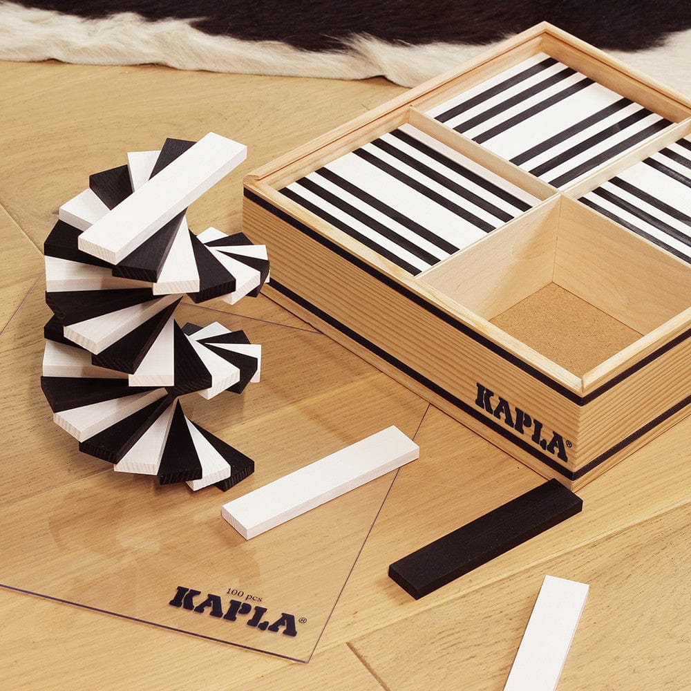 KAPLA Blocks Building Planks - 100 Black & White Set