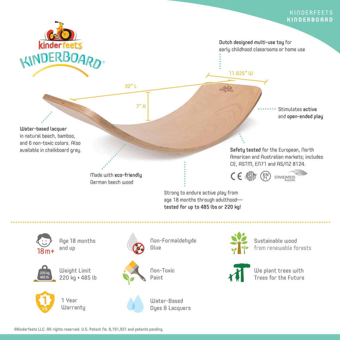 Kinderfeets Kinderboard Balance Board - Whitewash