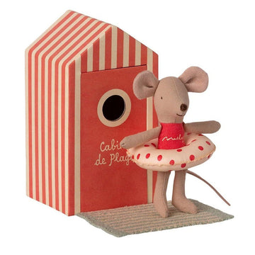 Maileg Little Sister Beach Mouse in Cabin