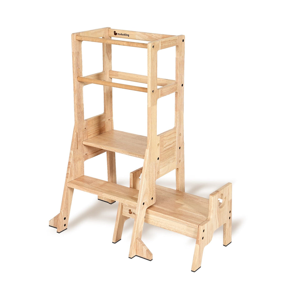 My Duckling Solid Wood Adjustable Learning Tower 3in1 - Deluxe (Duck Stool Handle)