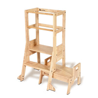 My Duckling Solid Wood Adjustable Learning Tower 3in1 - Deluxe(Rectangle Stool Handle)
