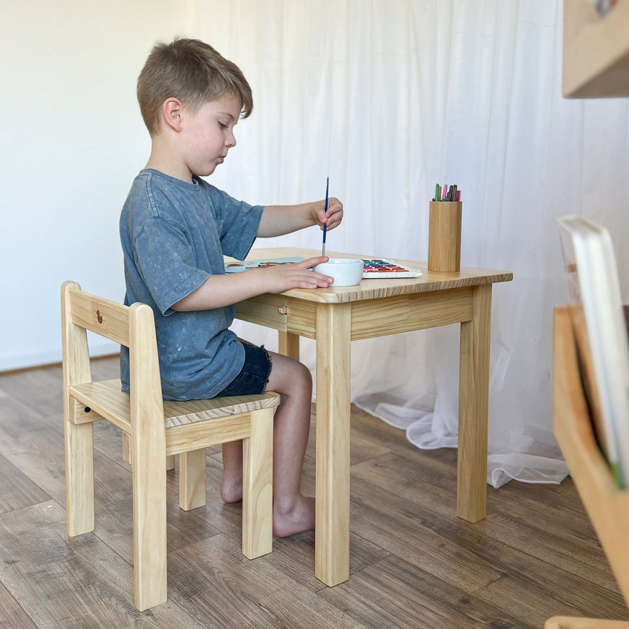 My Duckling Kids Study Table and Chair Set in Pinewood