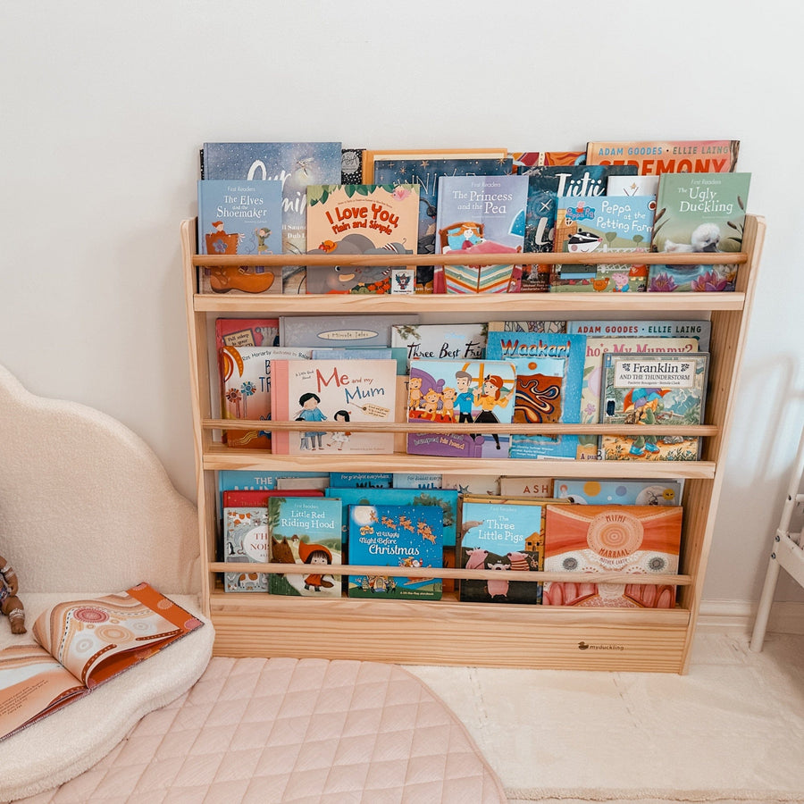 My Duckling NALA 3 Tier Adjustable Solid Wood Bookshelf