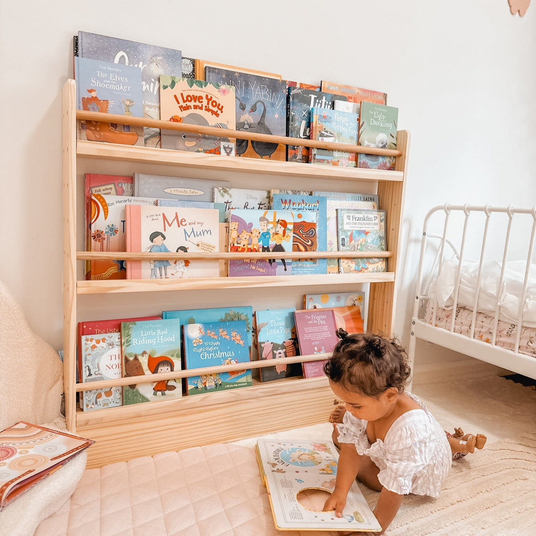 My Duckling NALA 3 Tier Adjustable Solid Wood Bookshelf