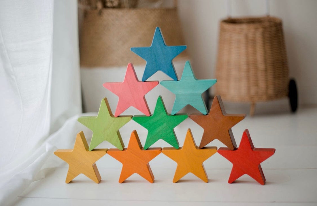 QToys Wooden Stars Set of 10